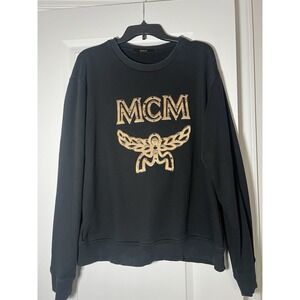 Rare MCM Black Pullover Sweater Size XL Long Sleeve Classic Logo